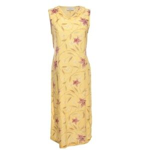 Vintage Style Studio Midi Dress Yellow Pink Floral